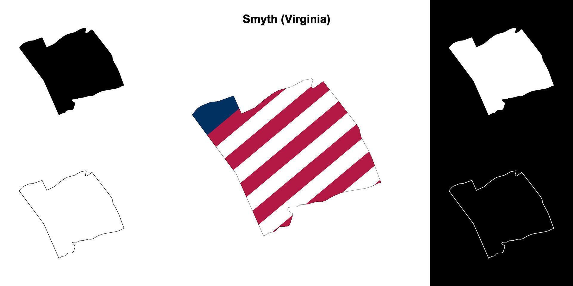 Smyth County, Virginia outline map set vector