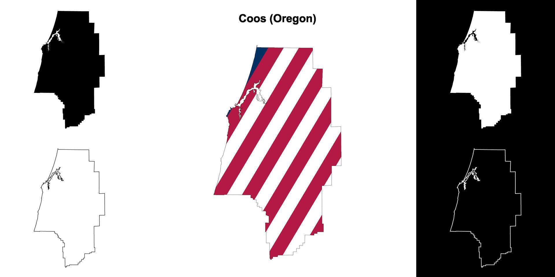 Coos County, Oregon outline map set vector