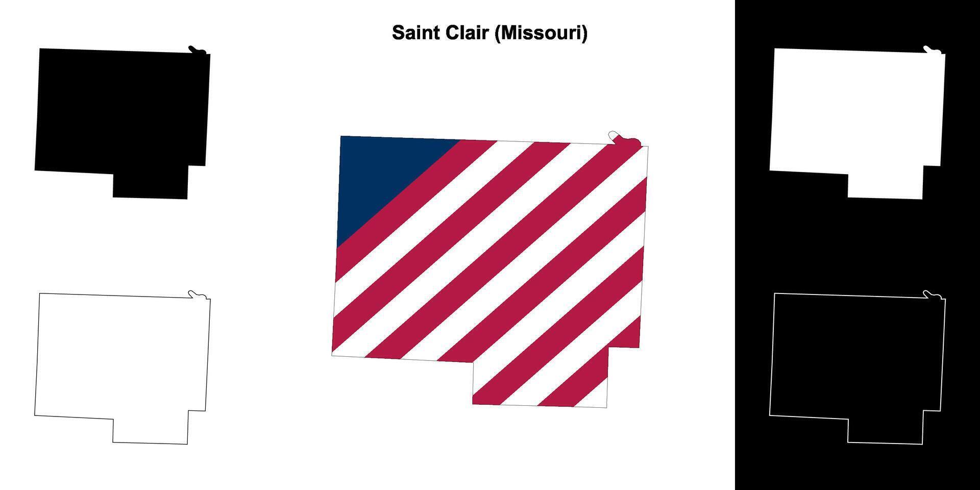 Saint Clair County, Missouri outline map set vector