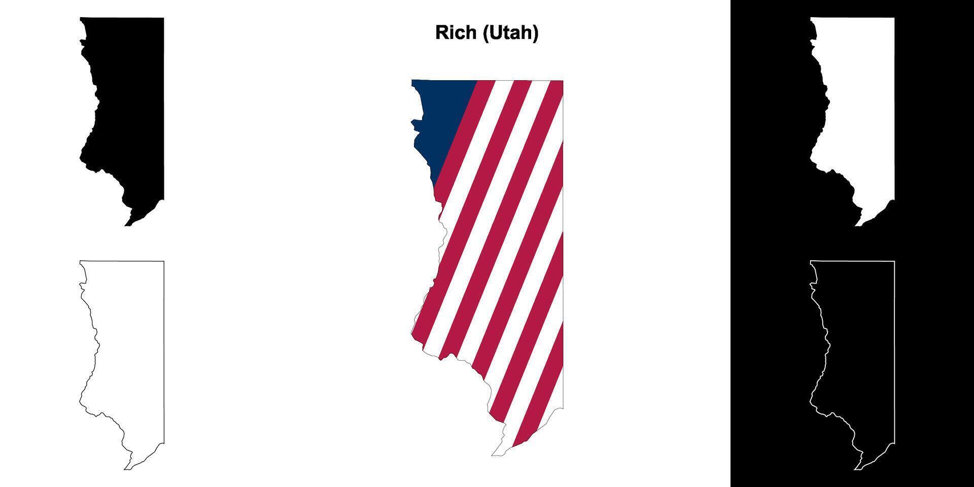 Rich County, Utah outline map set vector