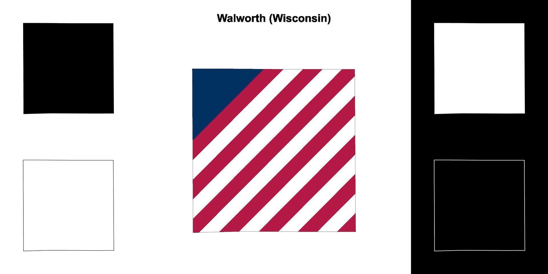 Walworth County, Wisconsin outline map set vector