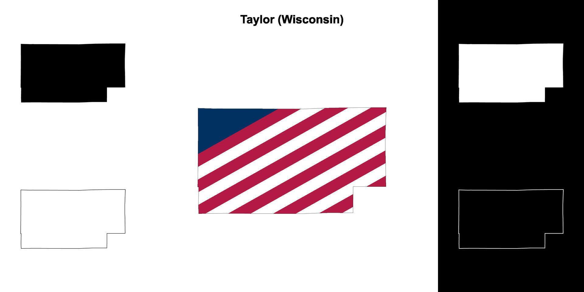 Taylor County, Wisconsin outline map set vector