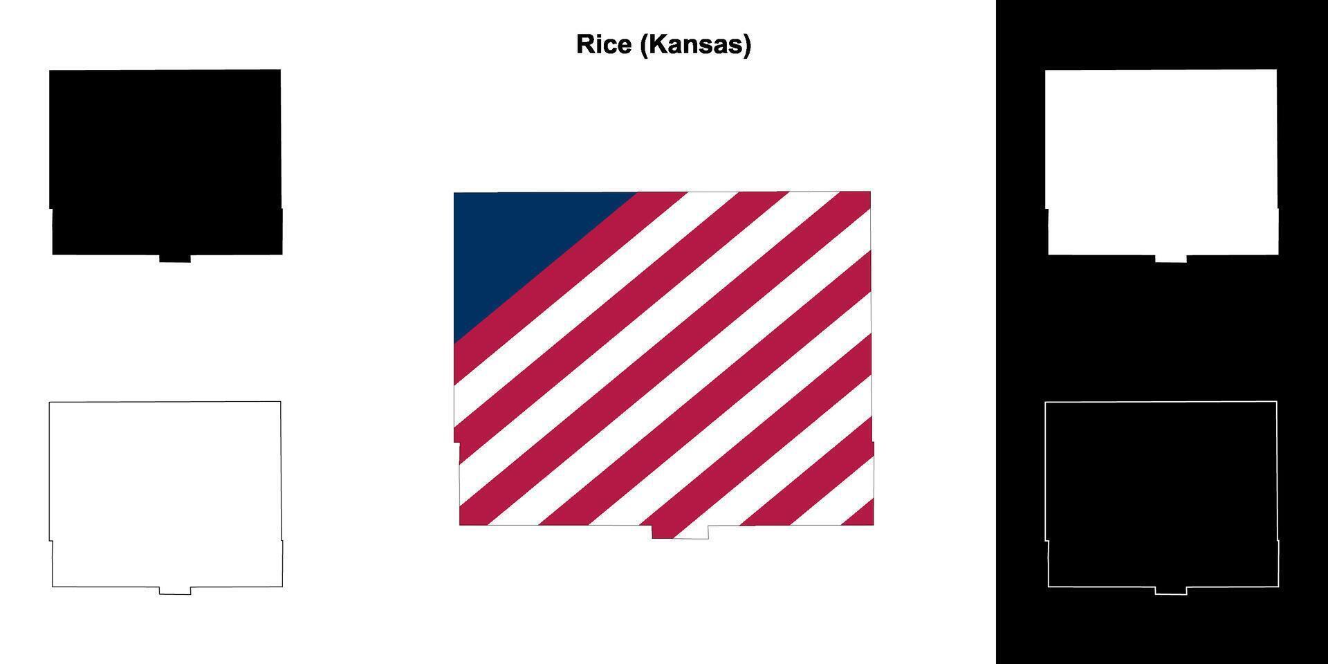 Rice County, Kansas outline map set vector