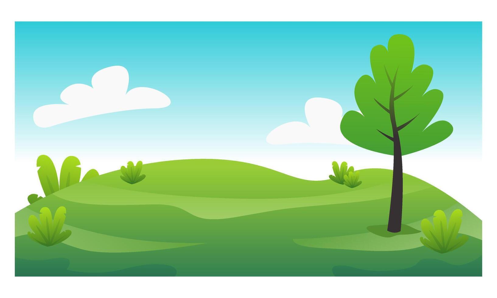 Natural scenery Nature landscape background illustration with cartoon style. vector