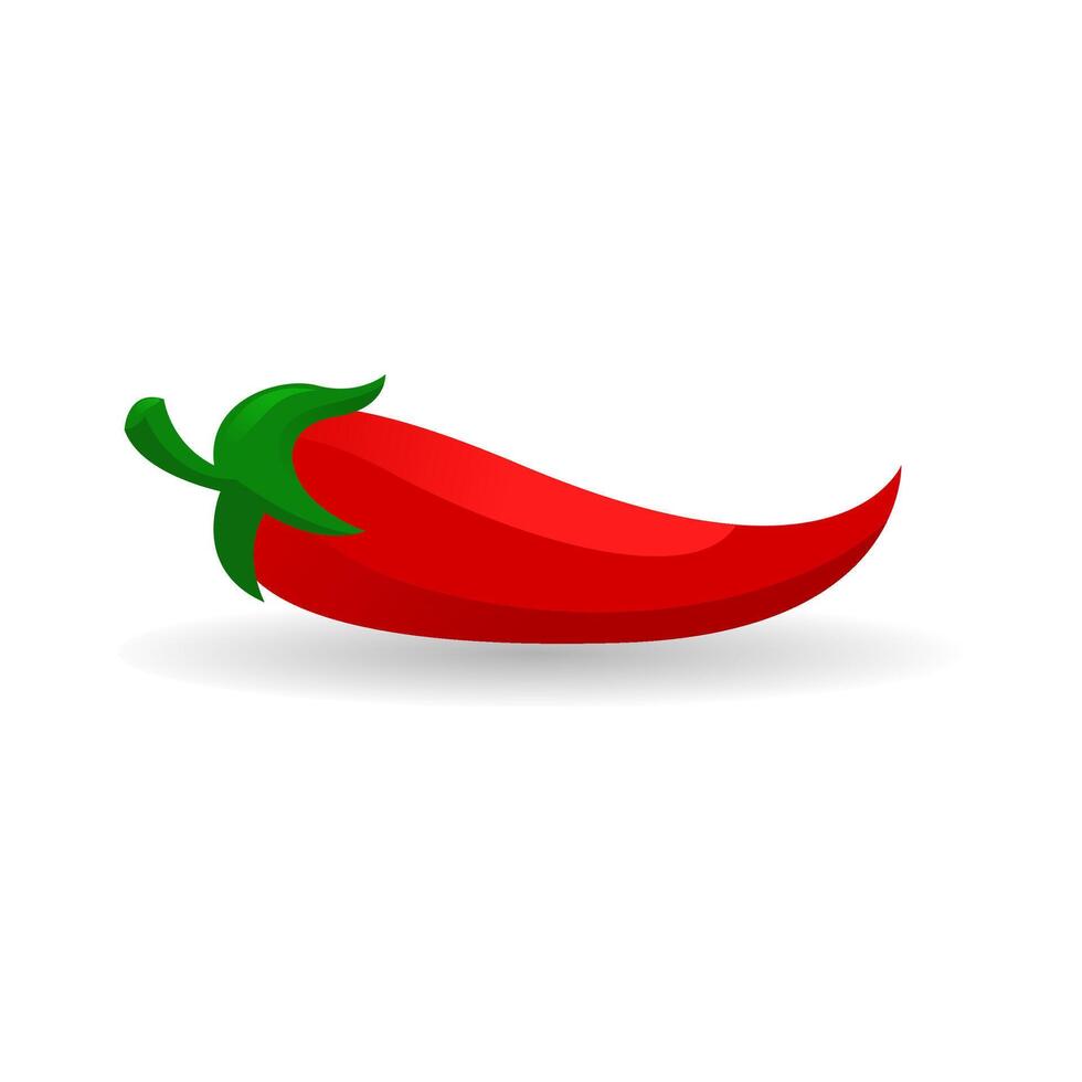 red chili. cayenne paprika. Pepper icon with shadow isolated on white background. Illustration of vegetable. Hot spicy chili. vector