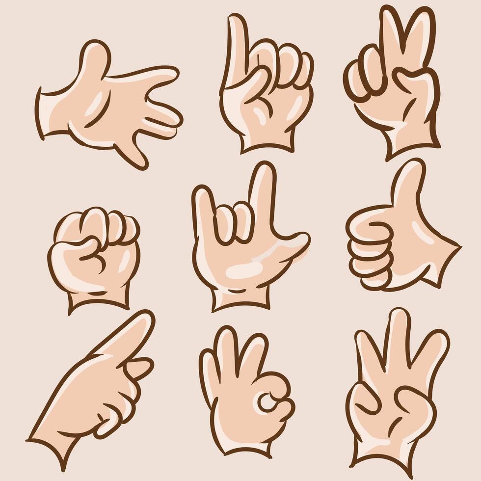 Hands Gesture Finger Cartoon Collections vector