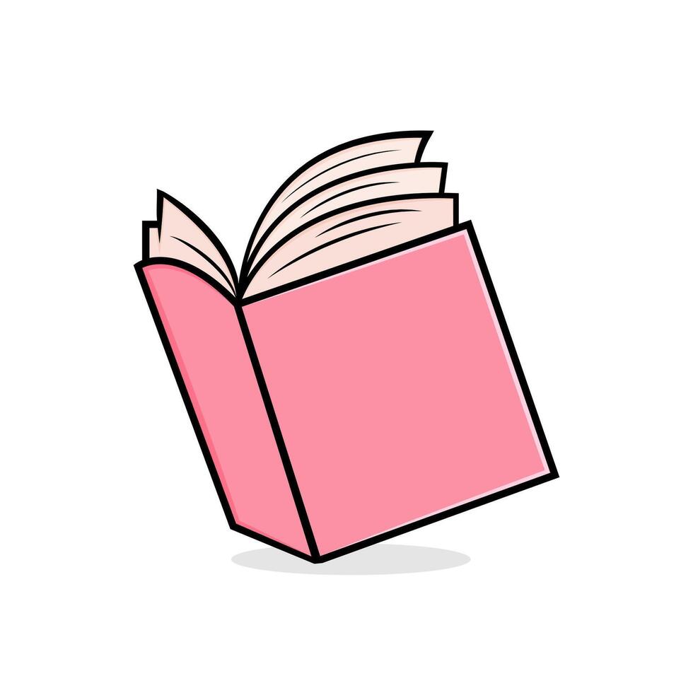 Flat simple book design with pink cover illustration vector