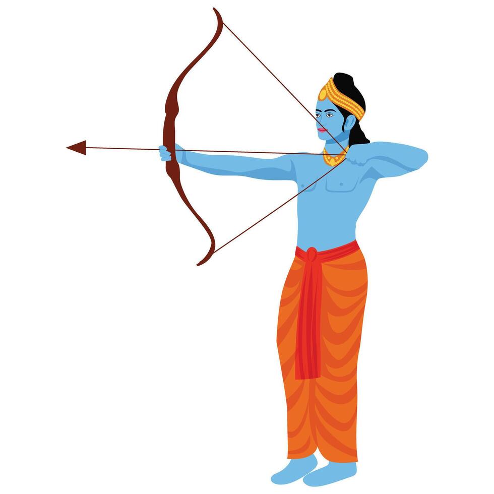 god Rama with bow and arrow vector