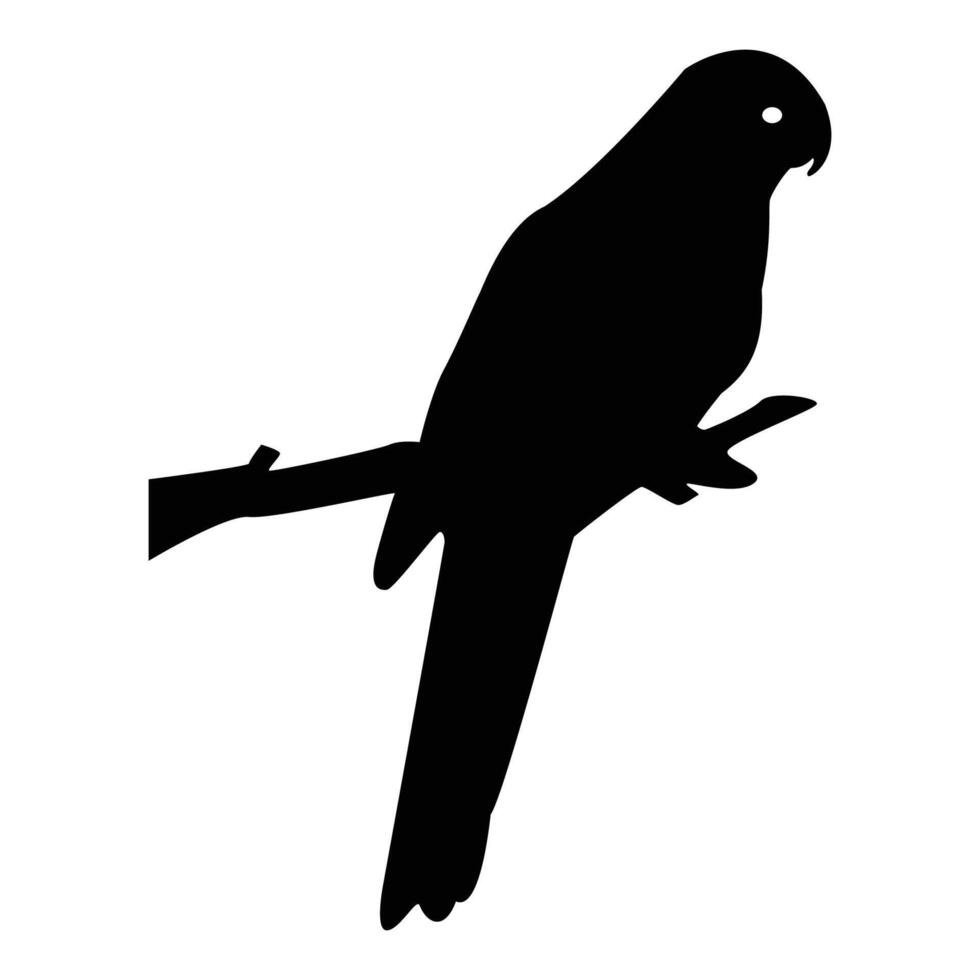 Bird Silhouette-Parrot sitting on a branch silhouette on a white background. vector