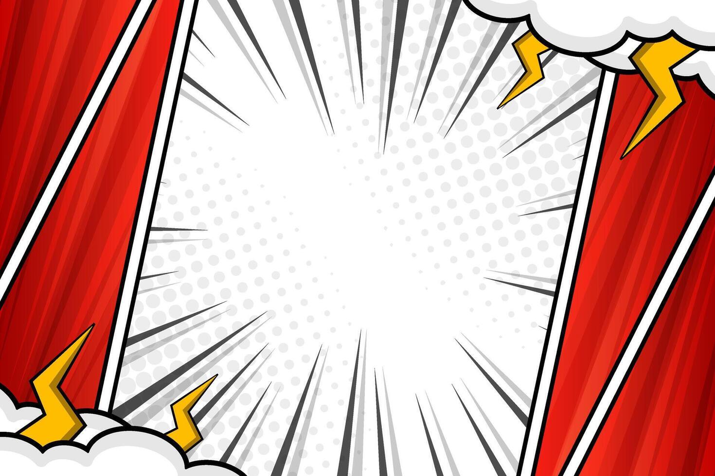 Blank red frame background comic style template vector