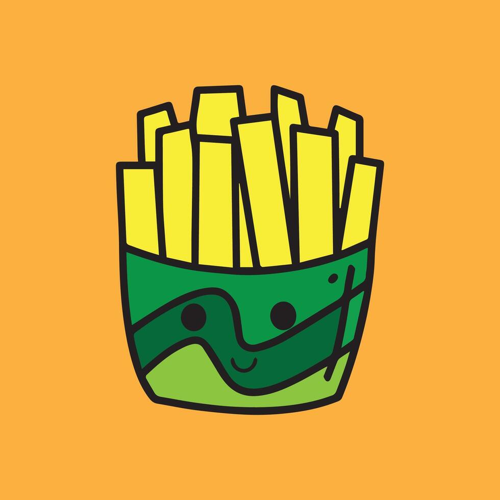 un paquete de linda papas fritas en un naranja antecedentes vector