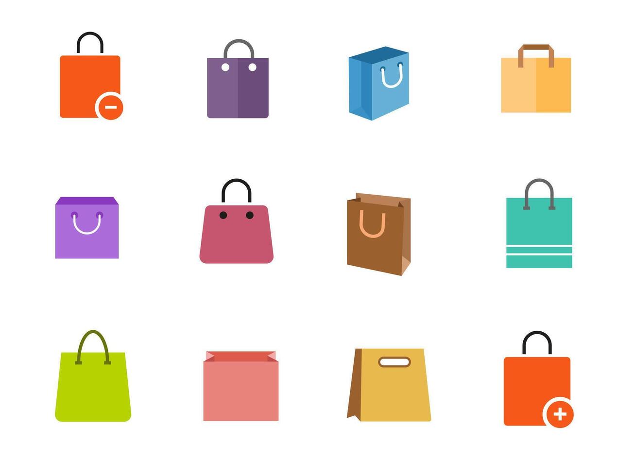 Colorful Shopping Bag icon Set vector