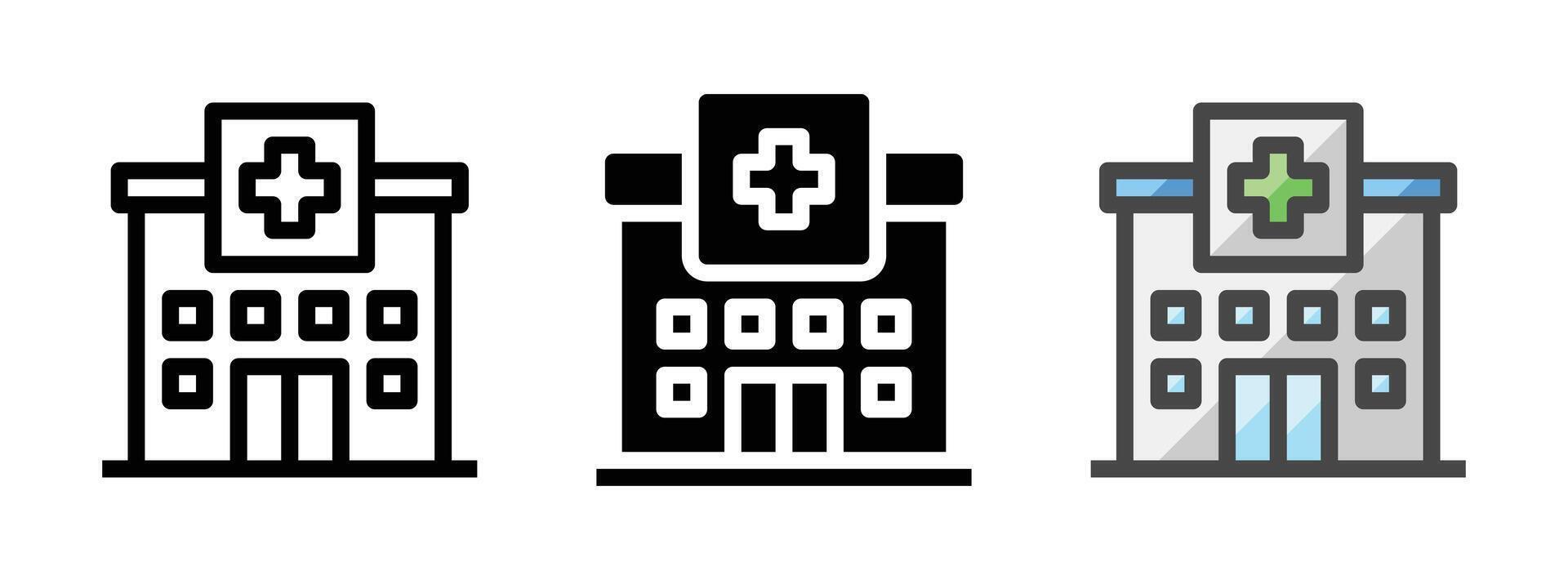 Multipurpose Hospital Icon in Outline, Glyph, Filled Outline Style vector