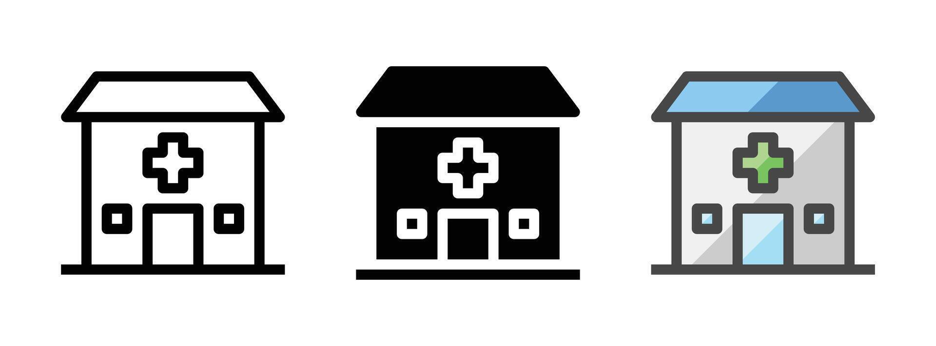 Multipurpose Clinic Icon in Outline, Glyph, Filled Outline Style vector