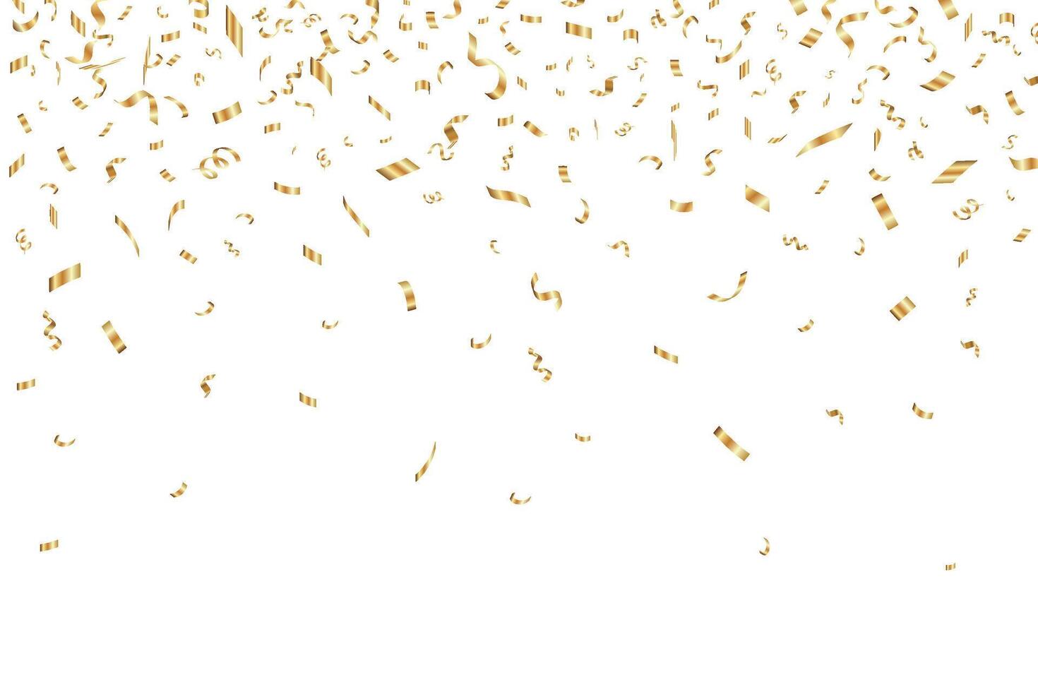 Gold confetti falling background. Shiny gold confetti falling from above vector