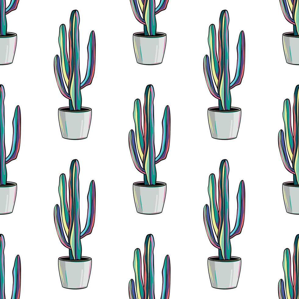 Cactus Pattern illustration, Cactus flat style, Cactus illustration on white isolated background vector