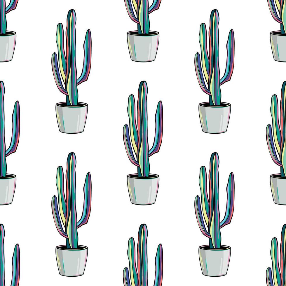 Cactus Pattern illustration, Cactus flat style, Cactus illustration on white isolated background vector