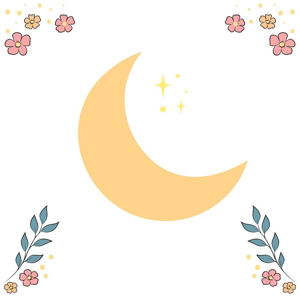 Moon illustration, moon flat style, moon illustration on white isolated background vector