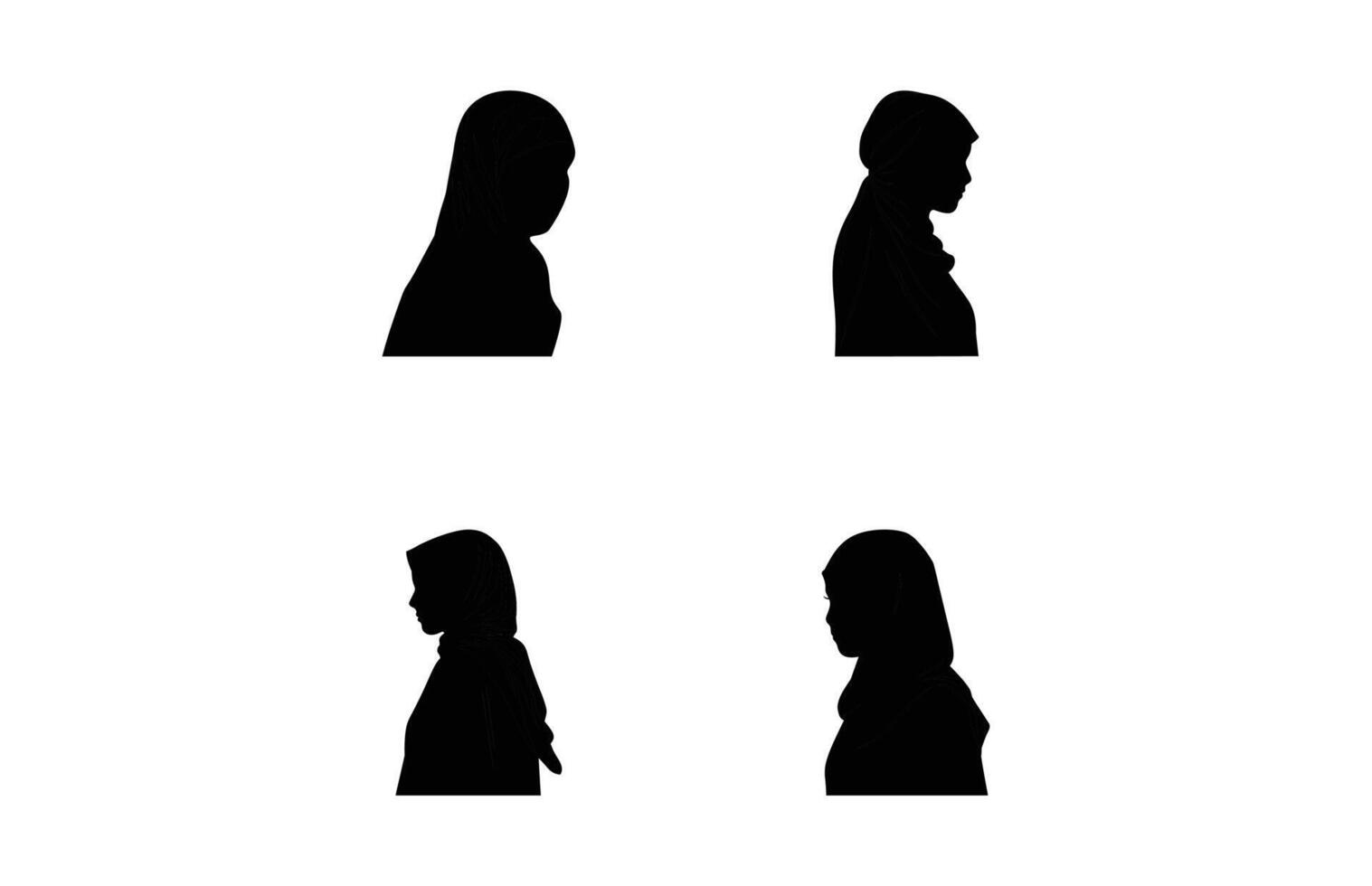 Muslim woman in hijab fashion silhouette set, Woman Hijab Silhouette Design set vector