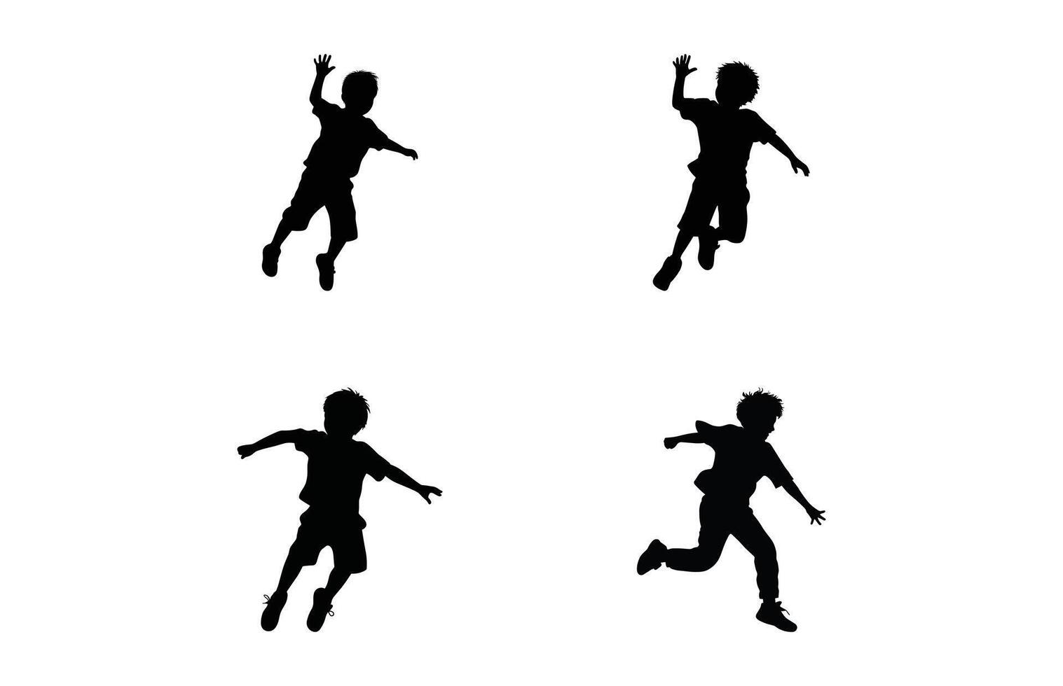 Kids jumping silhouette set, set child jump logo icon design vector