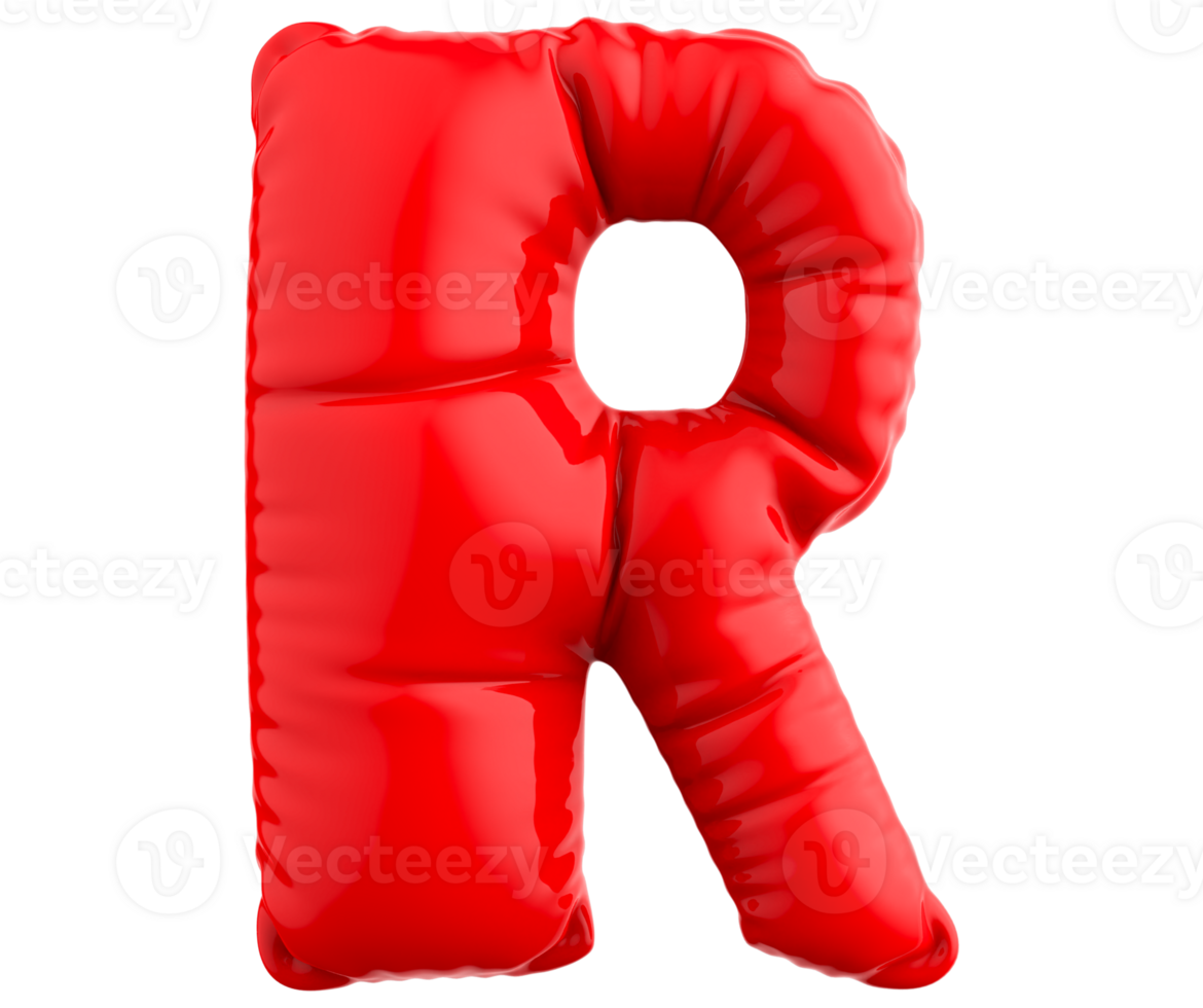 R Letter Balloon 3D Render png