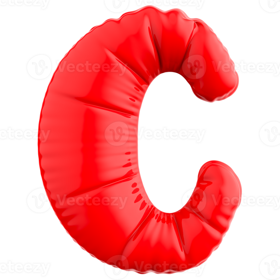 C Letter Balloon 3D Render png