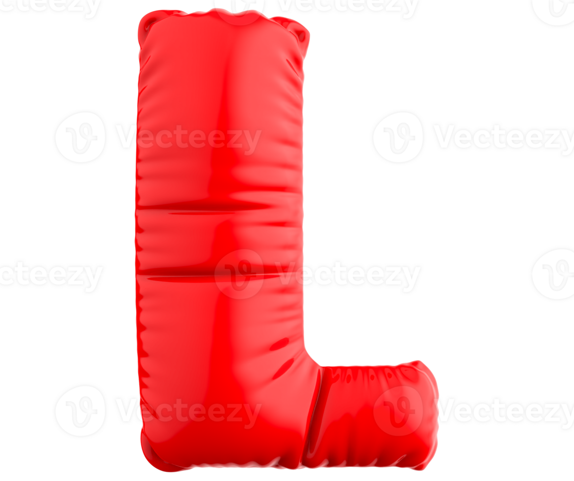 L Letter Balloon 3D Render png