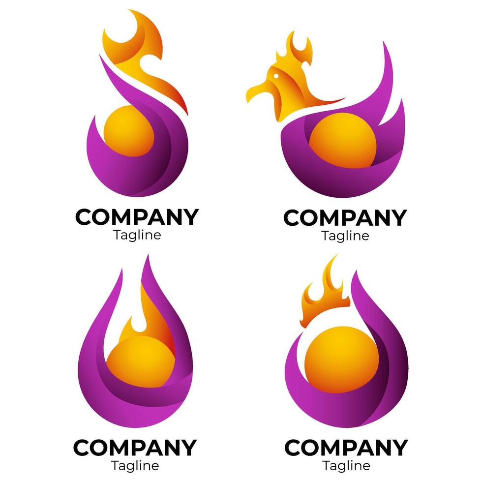 Bundle Modern Logo Gradient Logo Fire and Pearl vector