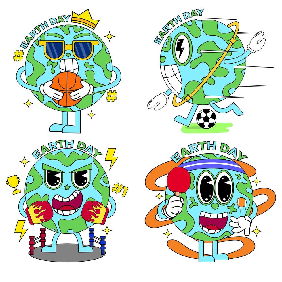 Flat Design Trendy Cartoon Earth Day vector
