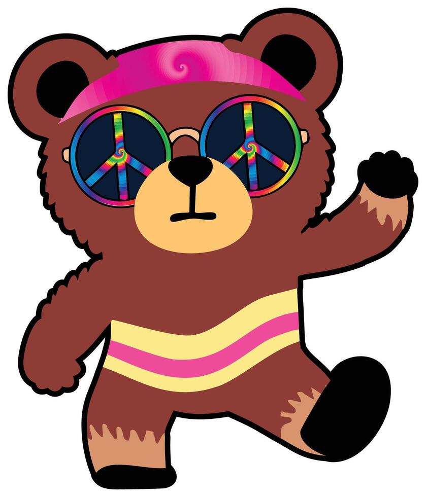 Groovy Cartoon Bear vector