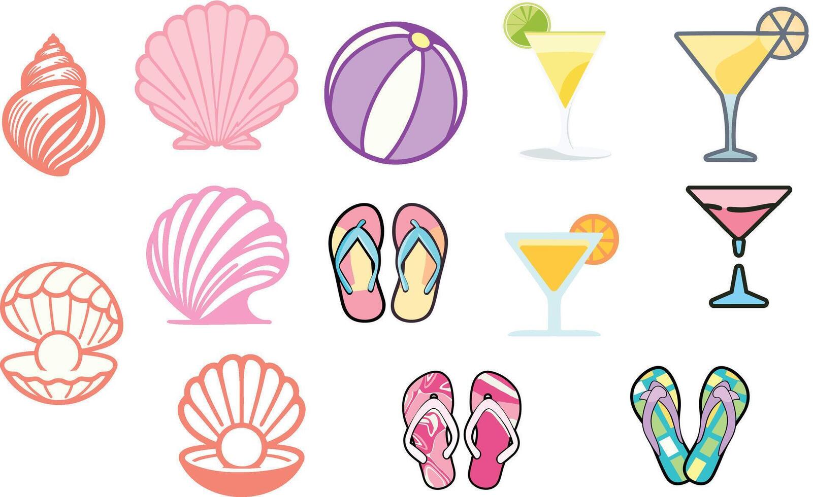 Summer Seashells and Cocktails vector