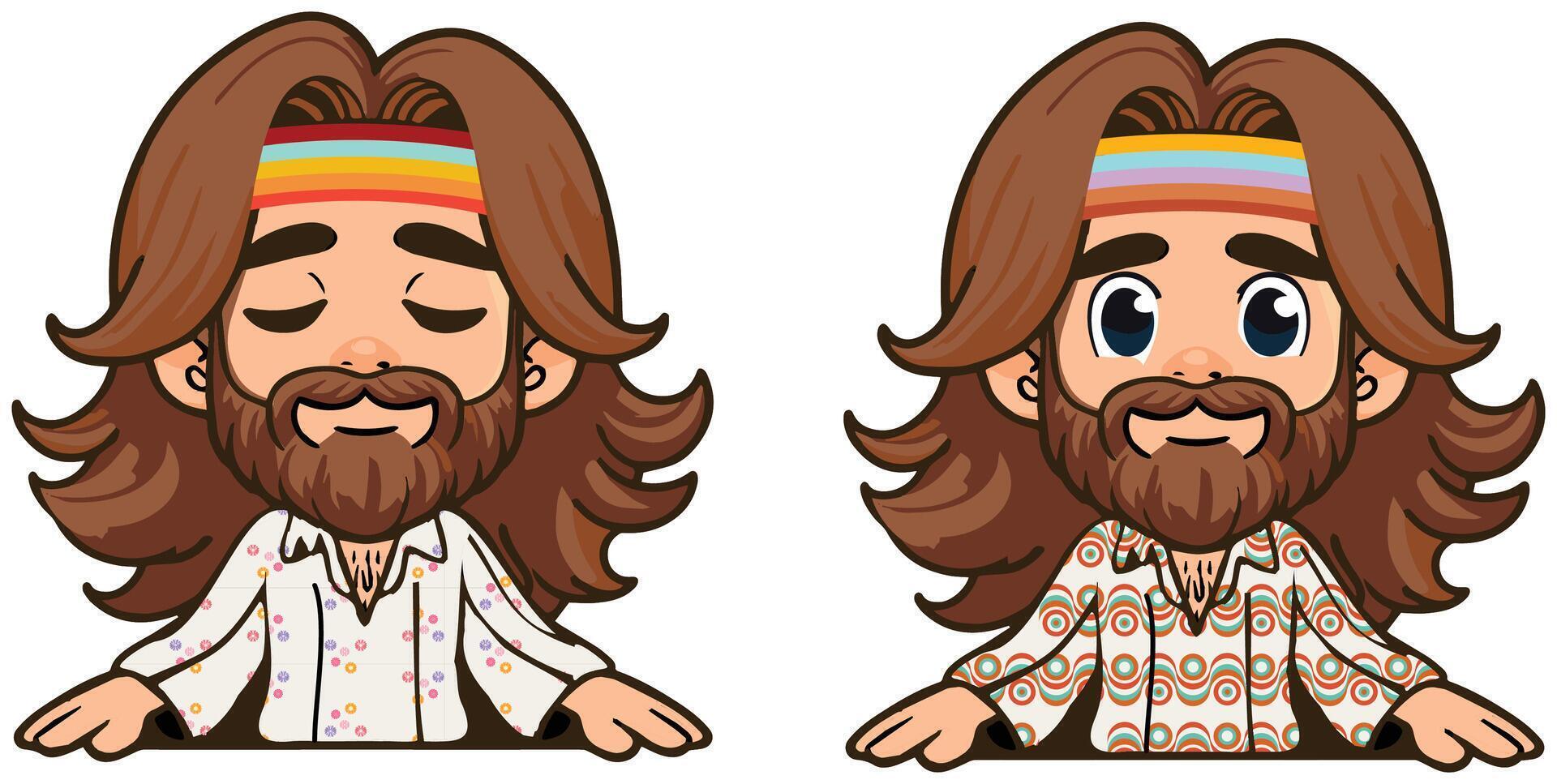 maravilloso dibujos animados hippie vector