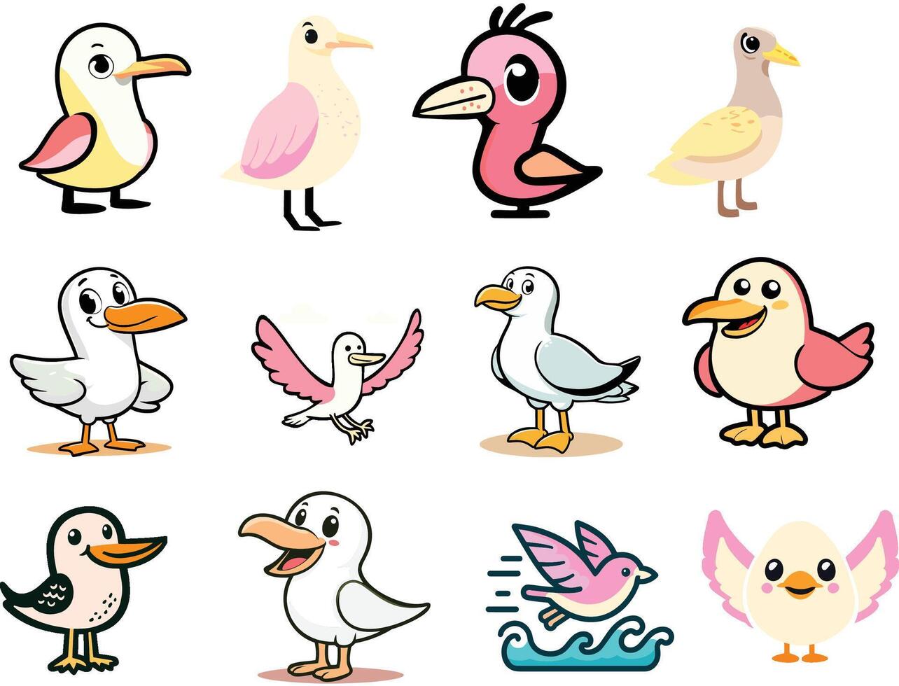 Cute Cartoon Birds vector