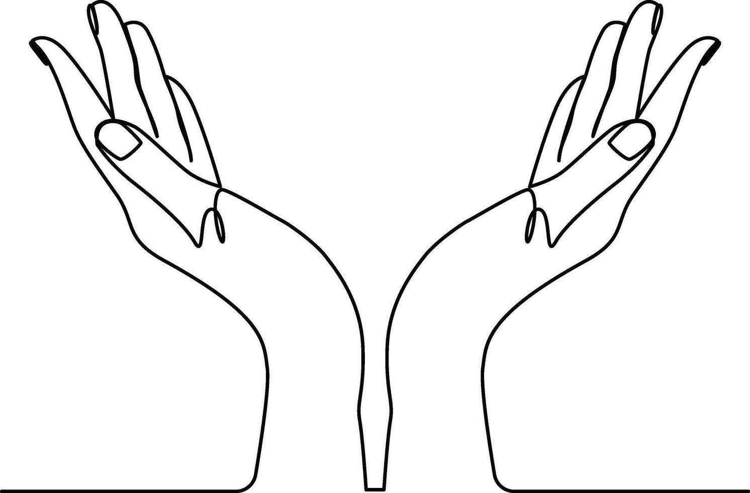 Continuous line drawing hands up praying concept illustration vector