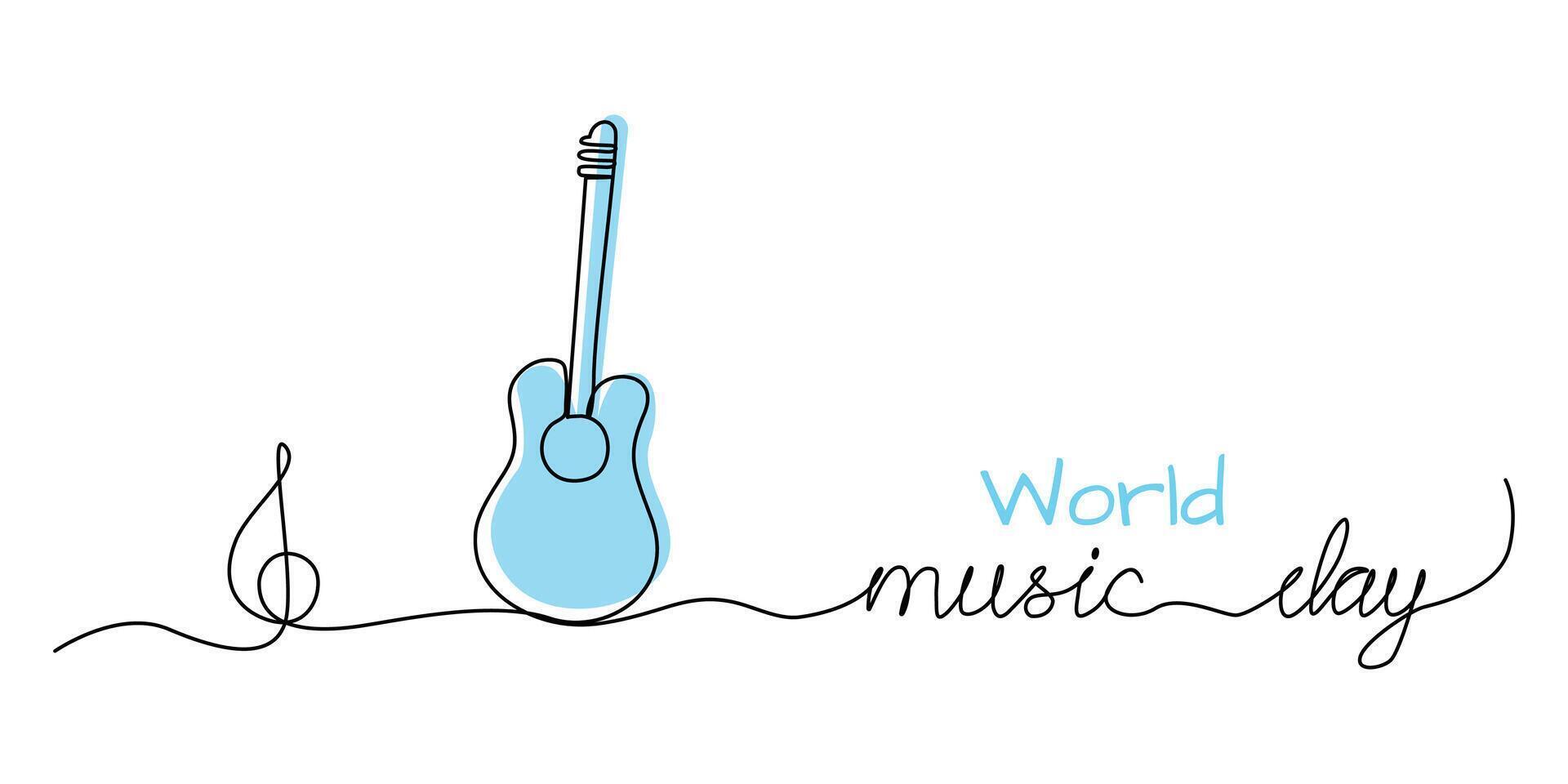 Continuous one line drawing world music day art illustration vector