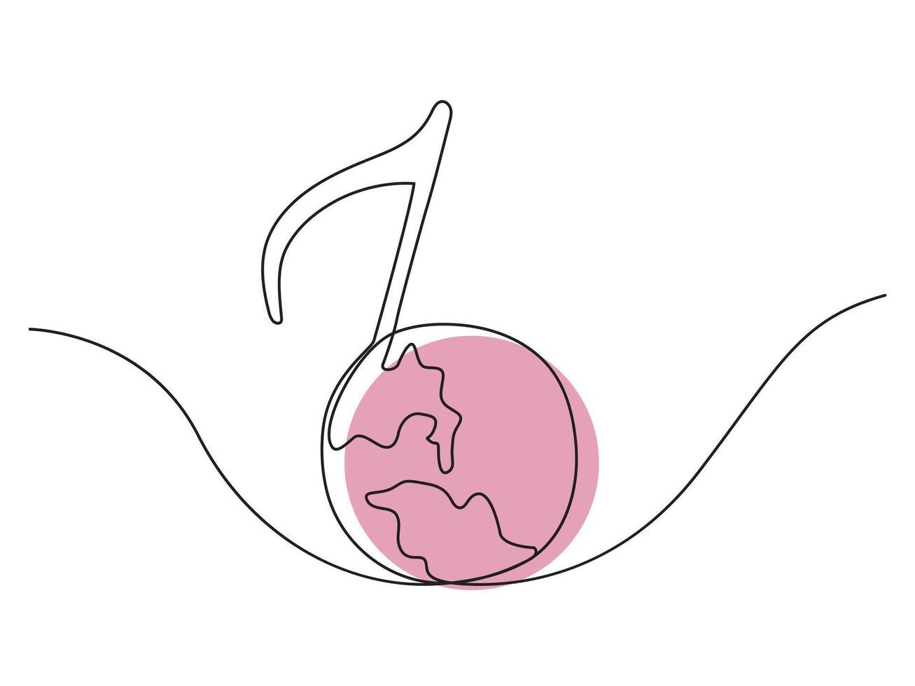 Continuous one line art world music day illustration vector