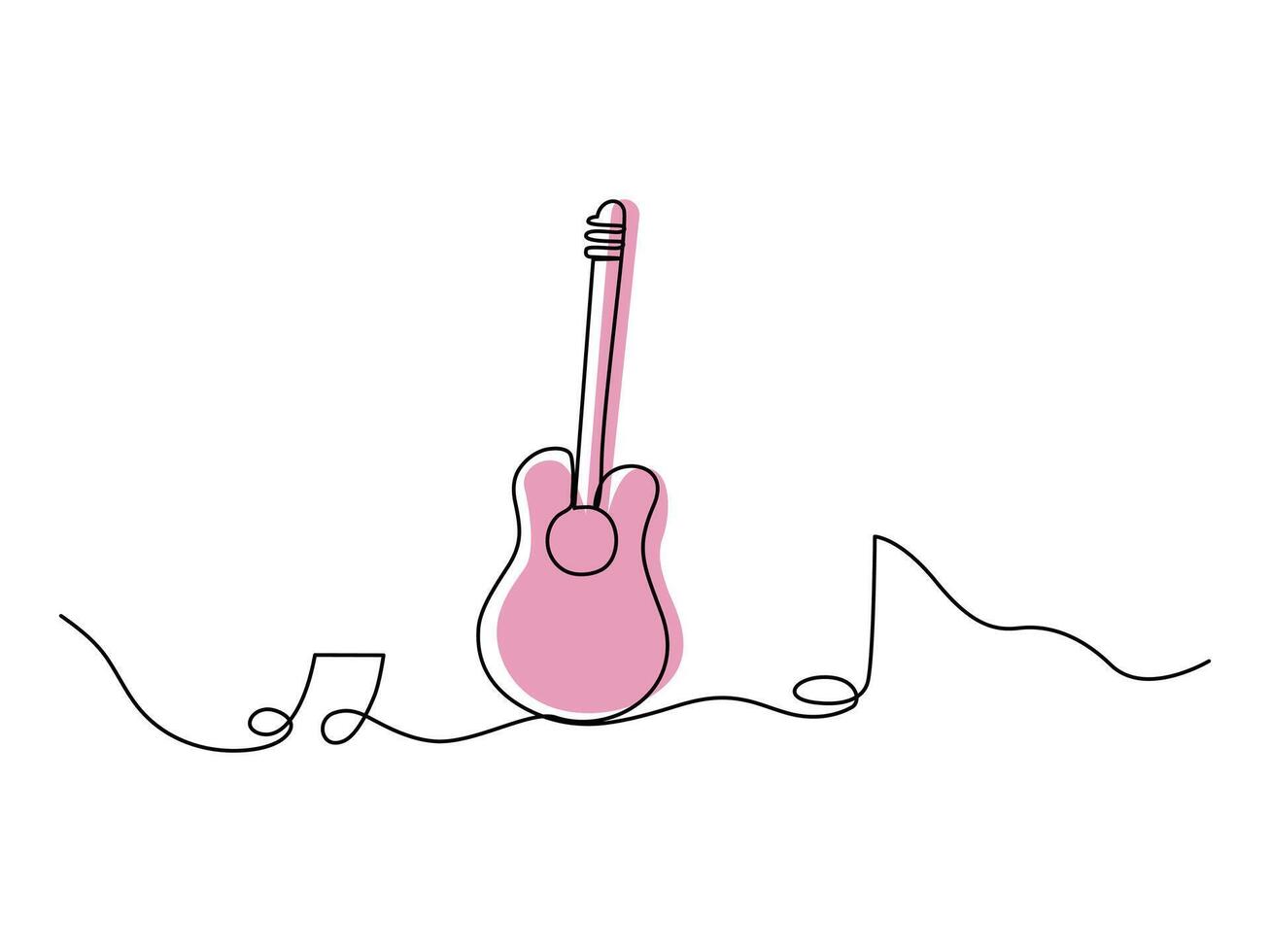 Continuous one line art world music day sketch art illustration vector