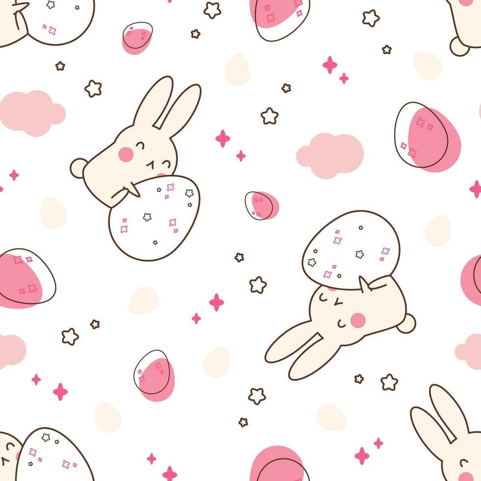 Seamless pattern with rabbits and Easter eggs vector