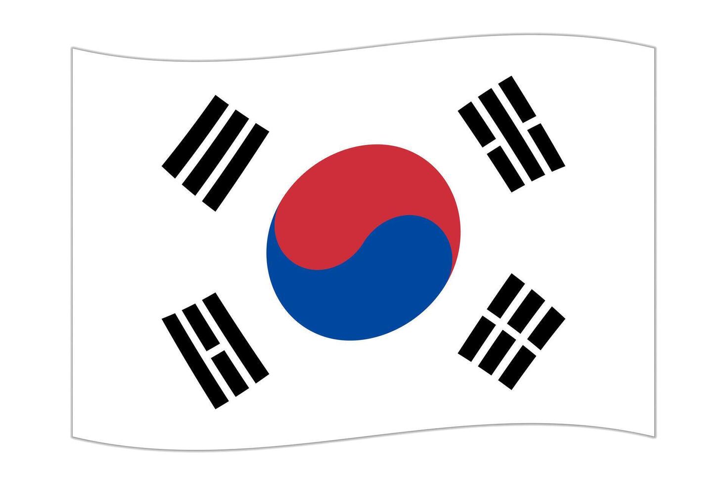 Waving flag of the country South Korea. illustration. vector