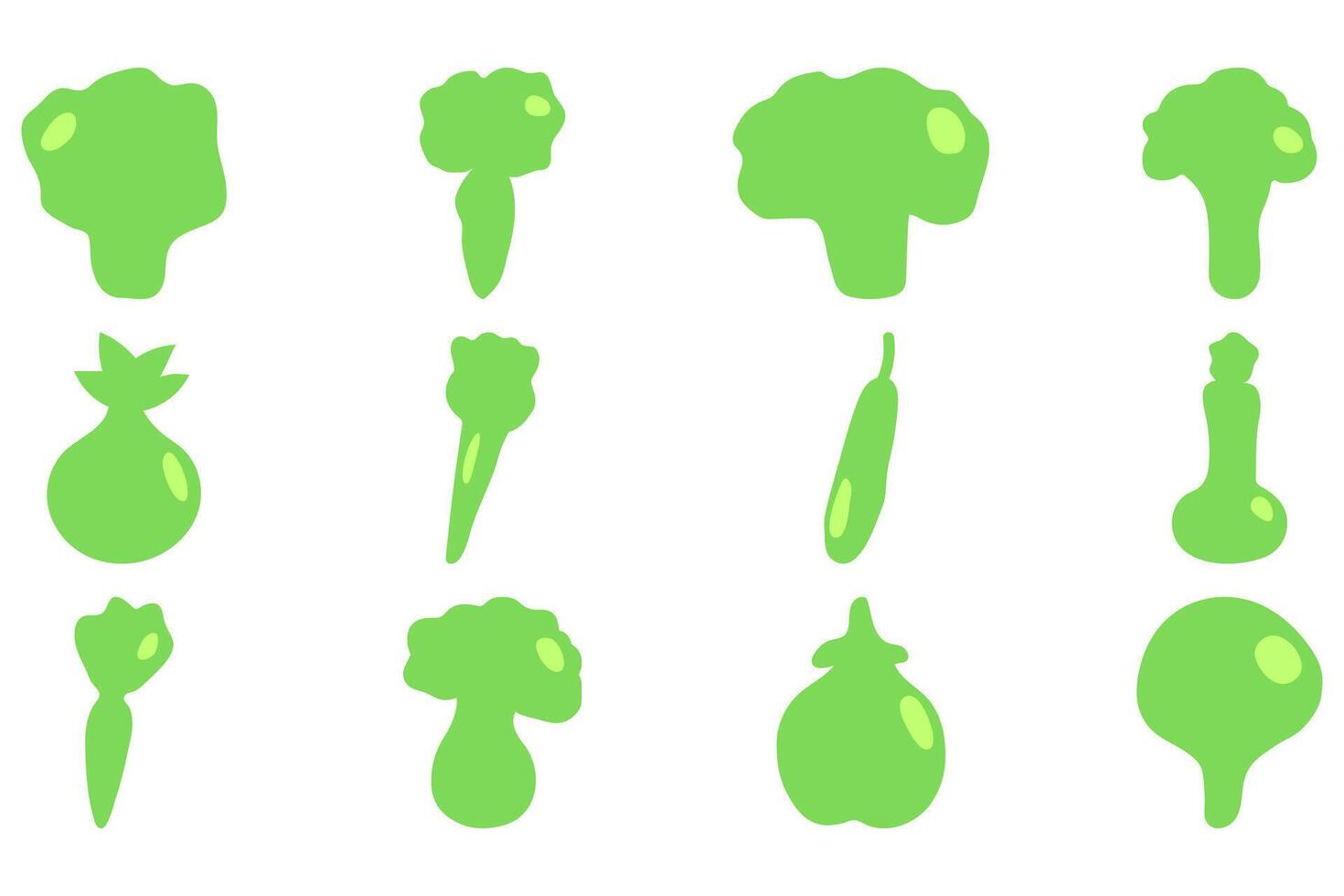 sencillo vegetal icono colocar. saludable comida plano diseño vector