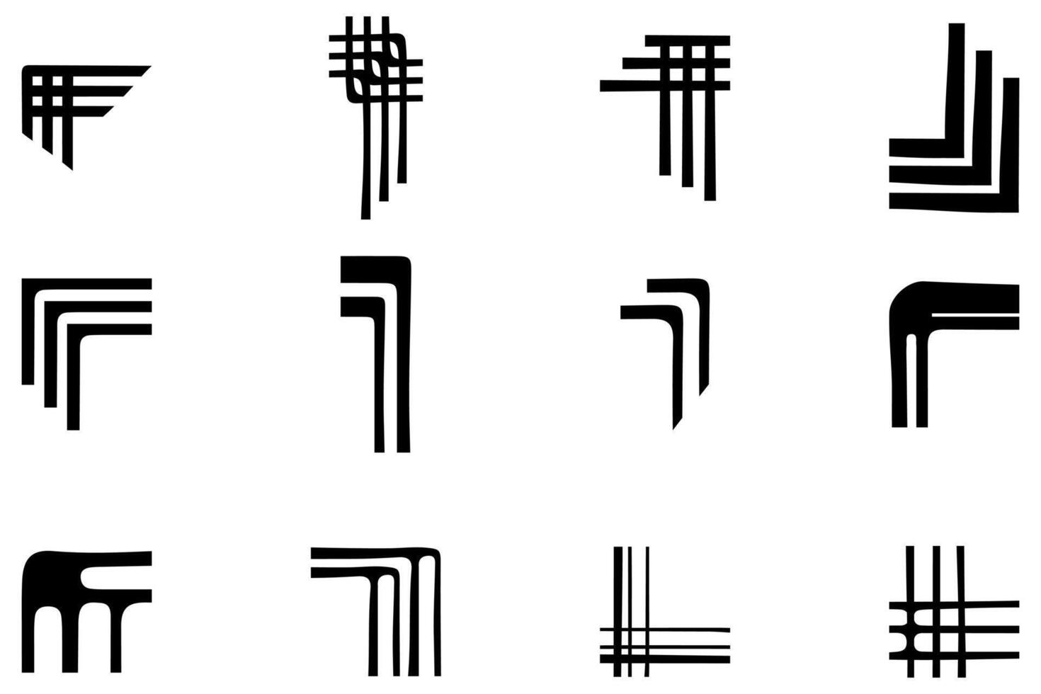 Decorative line corner border icon set vector