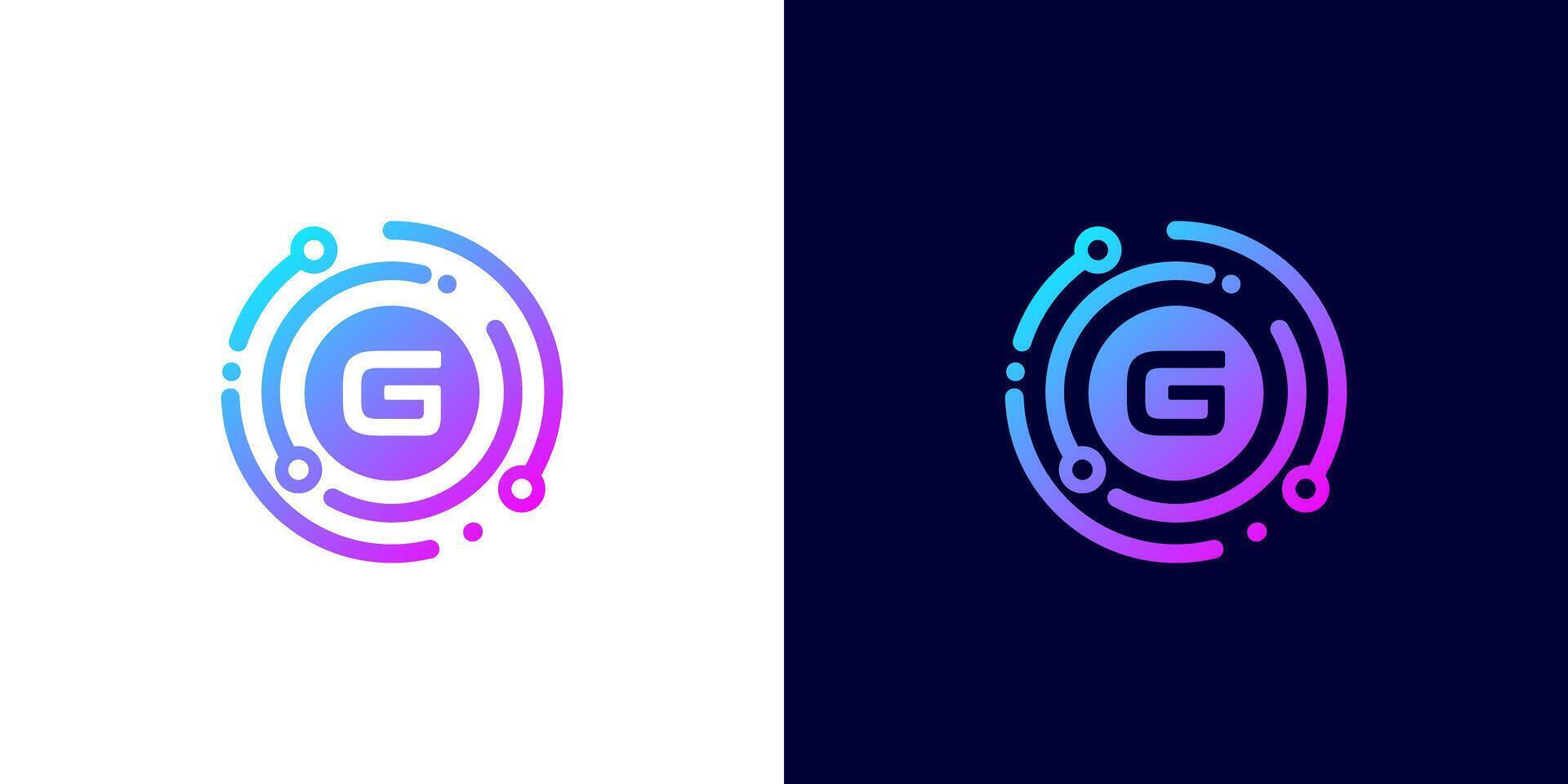 letter G technology logo with circle circuit line style for digital, data, connection vector