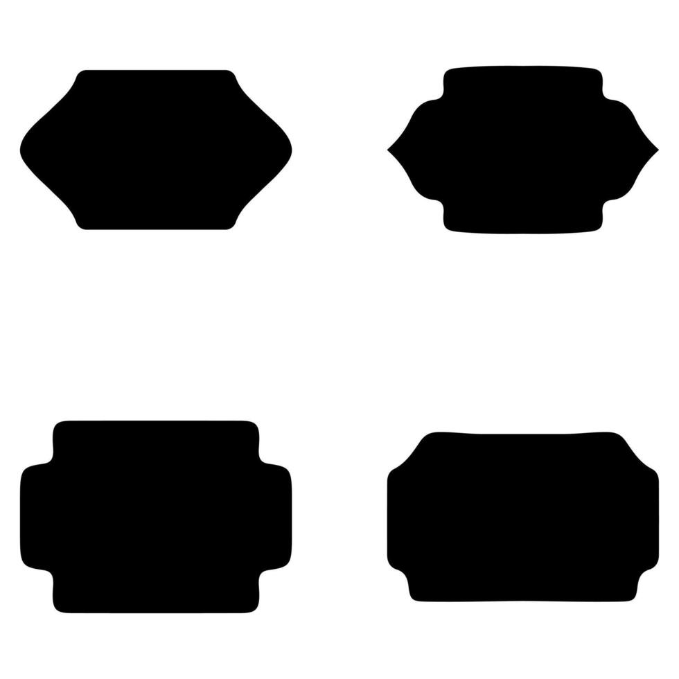 Label frame silhouette icon set vector