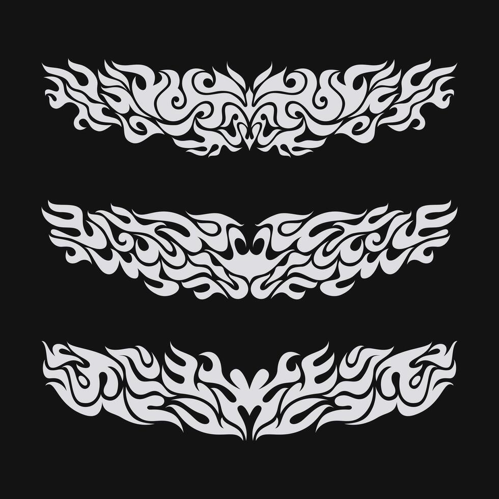 Set of hud design element with flames shape style. vector