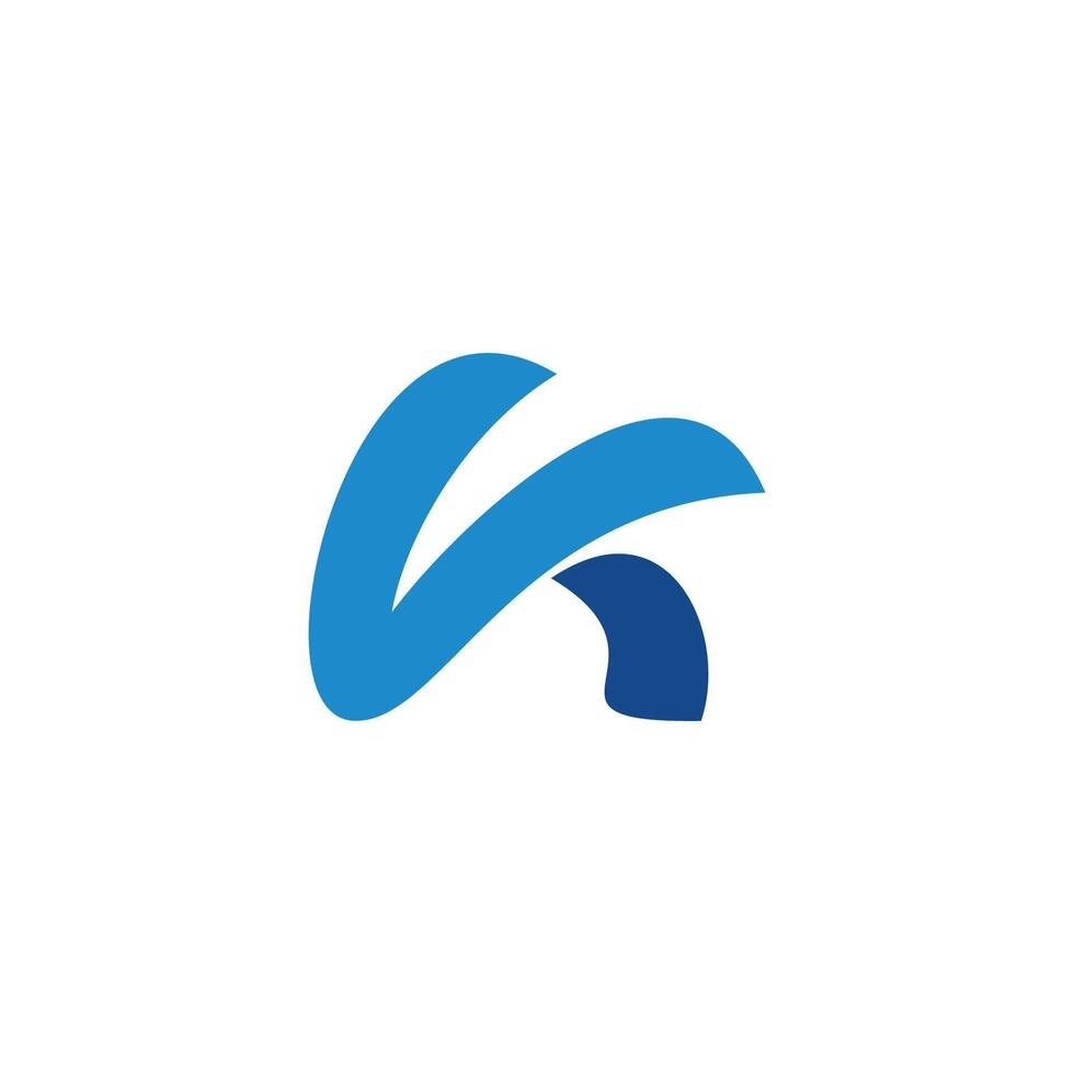 letter vk curves blue logo vector