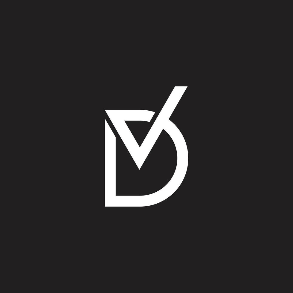 letter vd check mark simple line logo vector