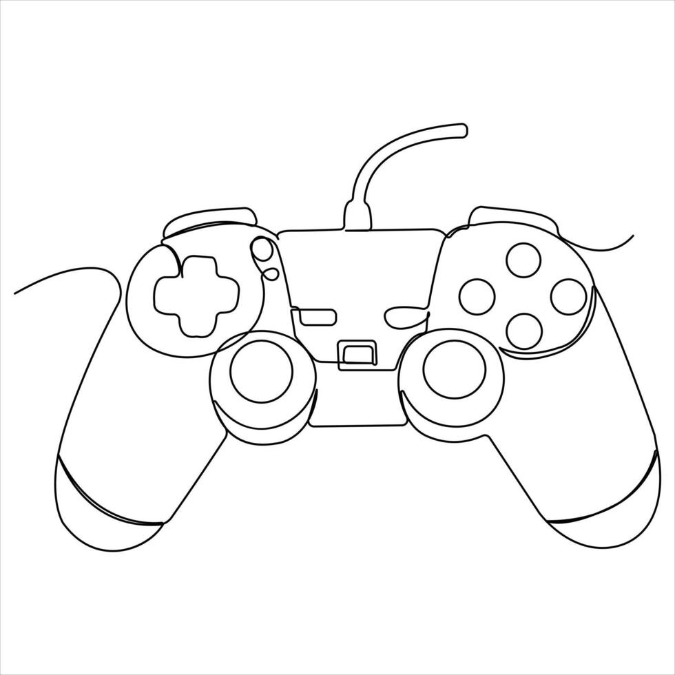 Single line continuous drawing of game controller joysticks or gamepads line art illustration vector