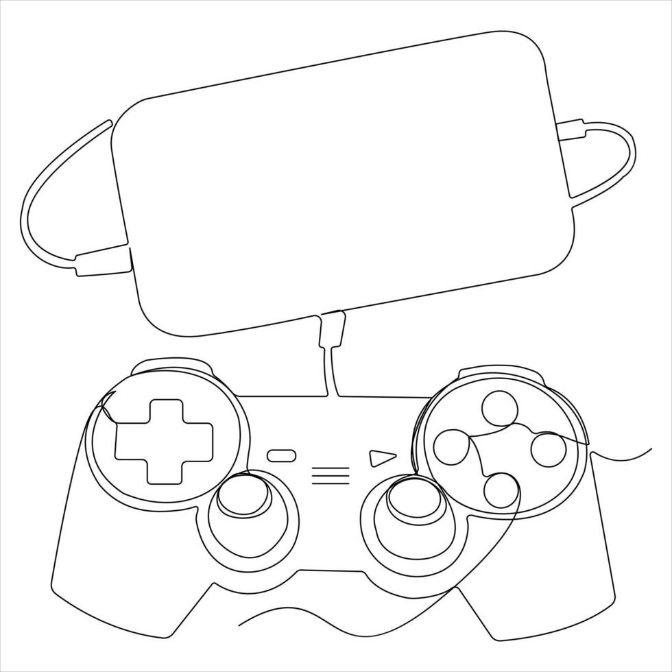 Single line continuous drawing of game controller joysticks or gamepads outline illustration vector