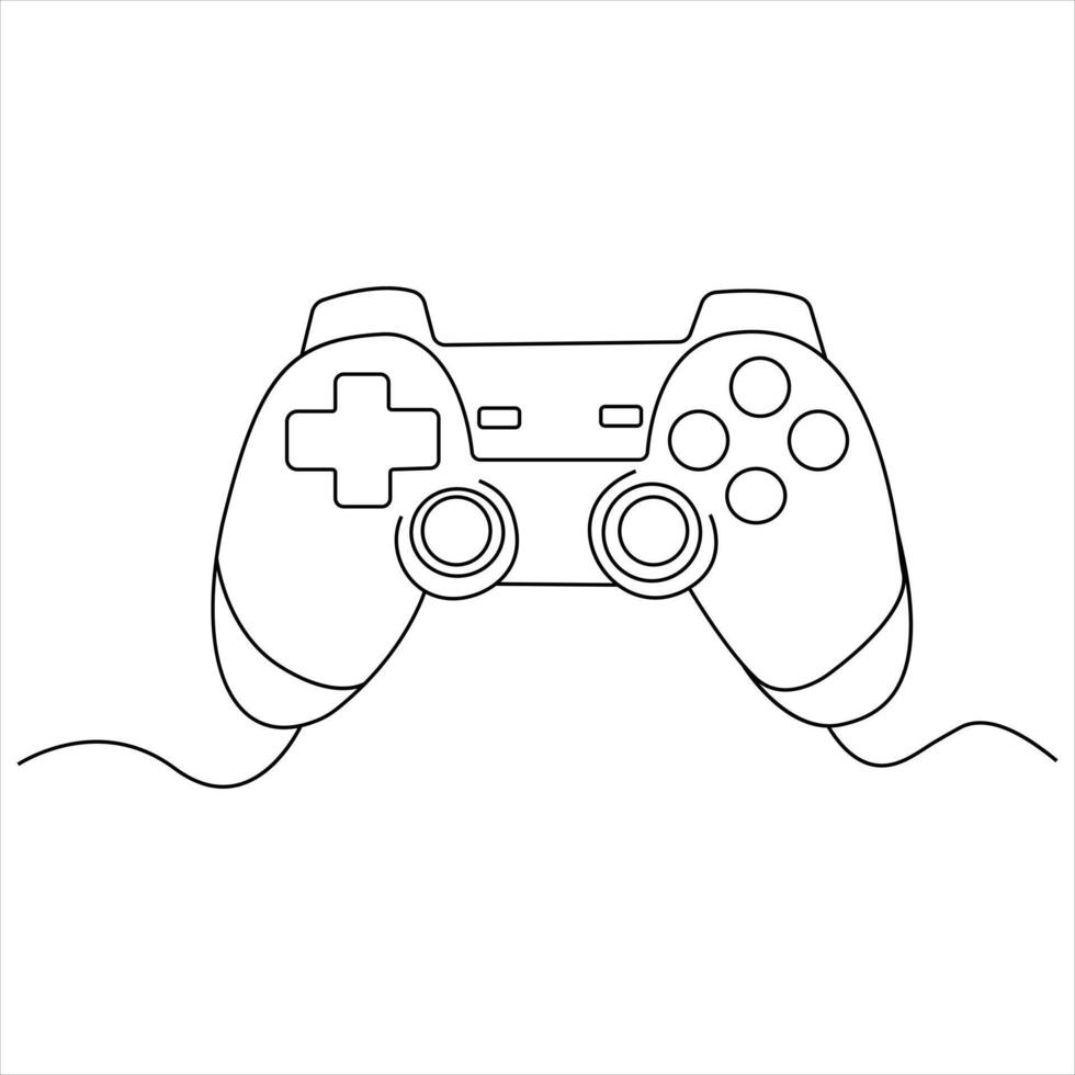 Single line continuous drawing of game controller joysticks or gamepads outline illustration vector