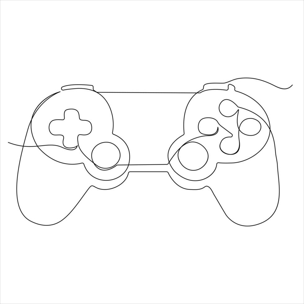 Single line continuous drawing of game controller joysticks or gamepads line art illustration vector